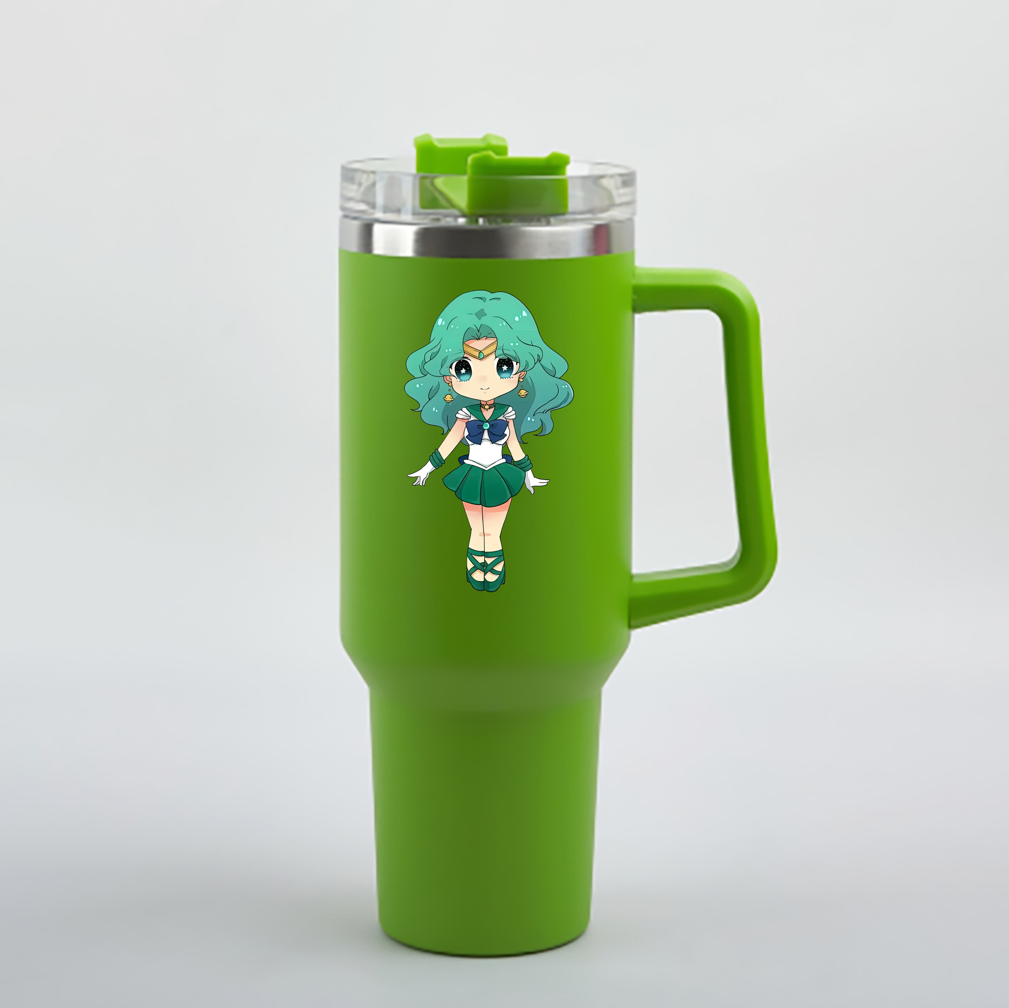 （画像用） 美少女戦士セーラームーン 海王 みちる（かいおう みちる） Sailor Moon Kaiou Michiru 1200mL車用タンブラー - クリスタルステッカー（プラスチックストロー付き）